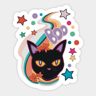 Meow I Mean Boo Autumn black cat Sticker